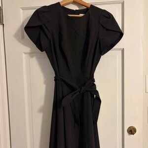 Elegant Black Puff Sleeve Dress